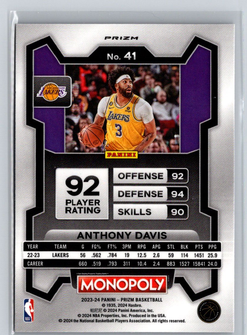 2023-24 Panini Prizm Monopoly #41 Anthony Davis Purple J66