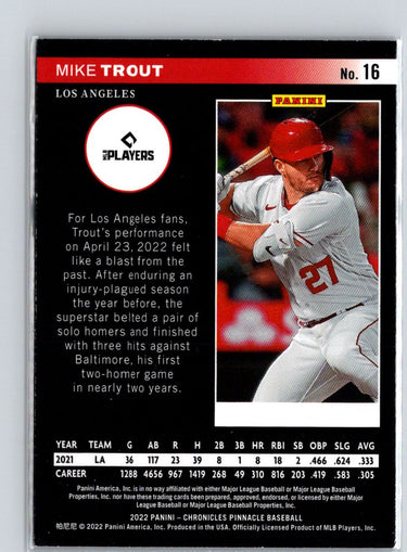 2022 Panini Chronicles #16 Mike Trout Pinnacle J66
