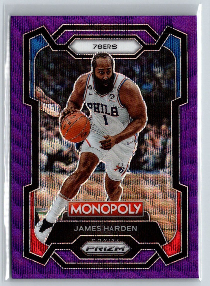 2023-24 Panini Prizm Monopoly #67 James Harden Purple J67