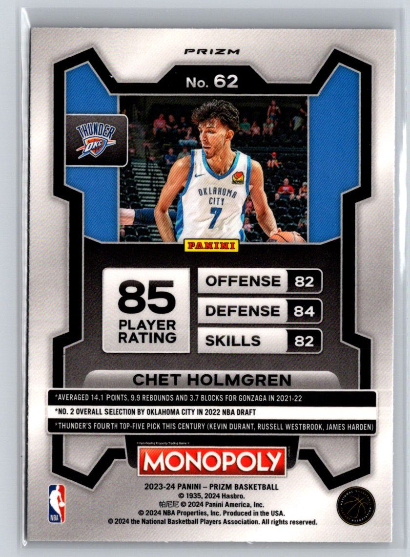2023-24 Panini Prizm Monopoly #62 Chet Holmgren Purple J67