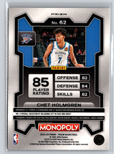 2023-24 Panini Prizm Monopoly #62 Chet Holmgren Purple J67