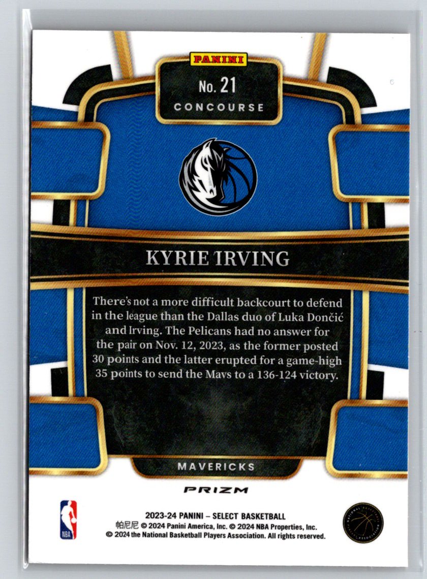 2023-24 Panini Select #21 Kyrie Irving Orange Tectonic Prizms J67