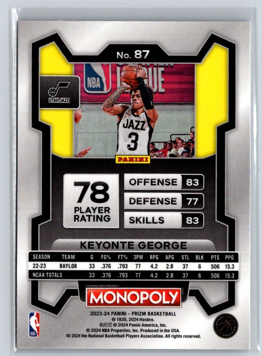 2023-24 Panini Prizm Monopoly #87 Keyonte George J67