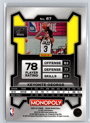 2023-24 Panini Prizm Monopoly #87 Keyonte George J67