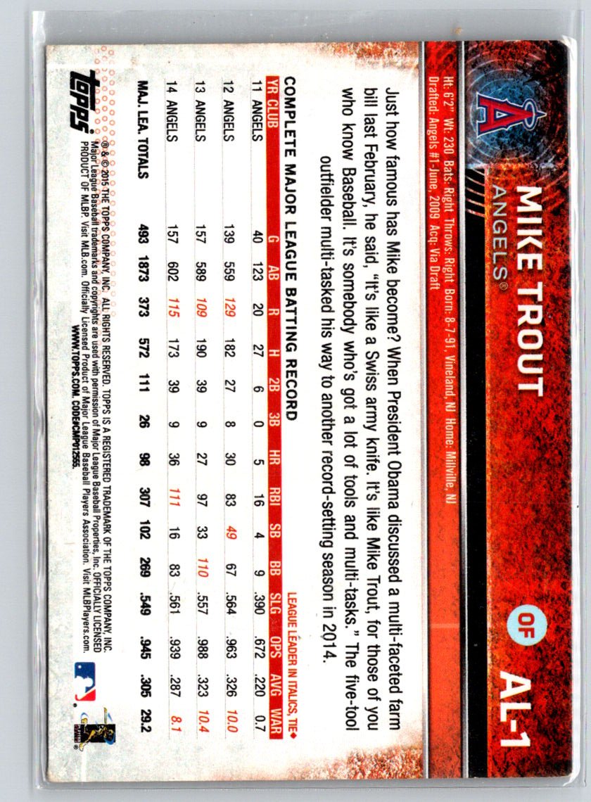2015 Topps American League All-Stars #AL-1 Mike Trout J68