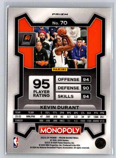 2023 Panini Prizm Draft Picks #70 Kevin Durant Purple Wave J69