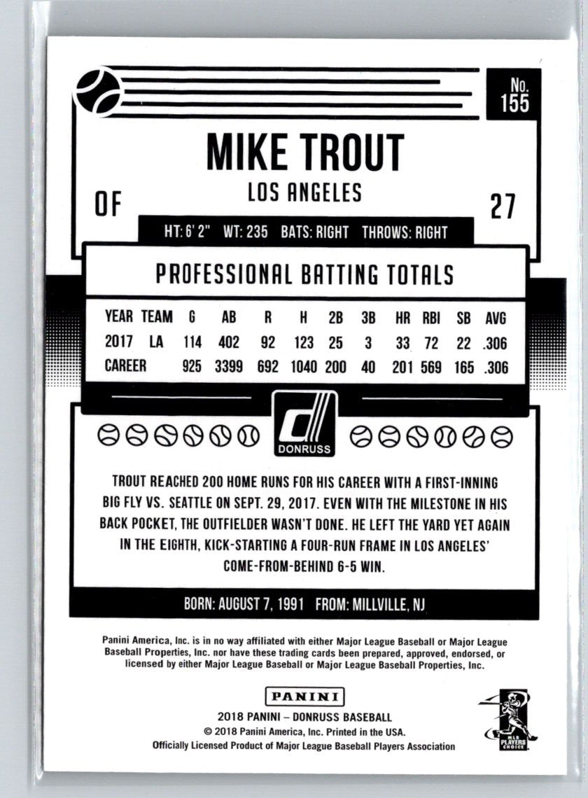 2018 Donruss #155 Mike Trout J69