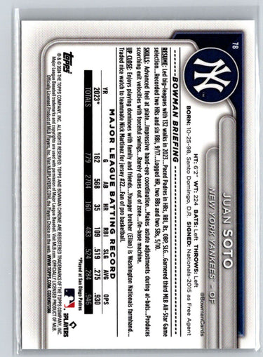 2024 Bowman #78 Juan Soto Chrome Mojo Refractors J70