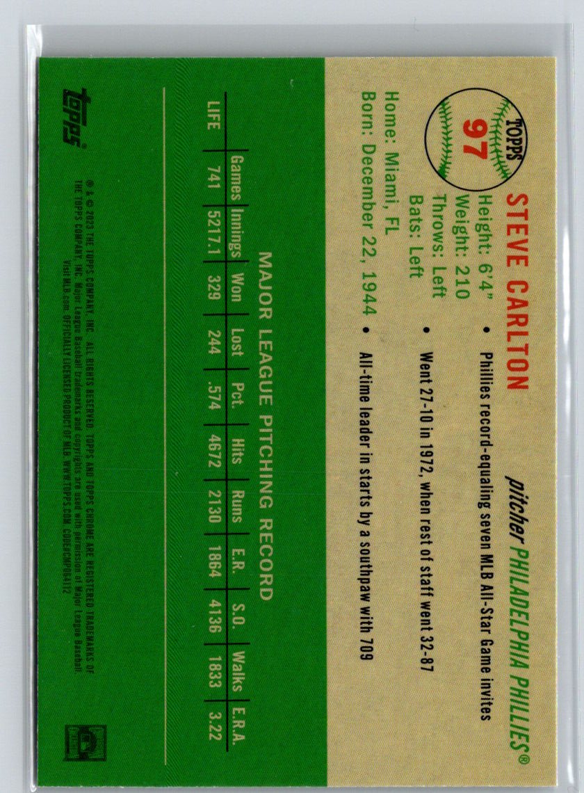 2023 Topps Chrome Platinum Anniversary #97 Steve Carlton Prism Refractors J70