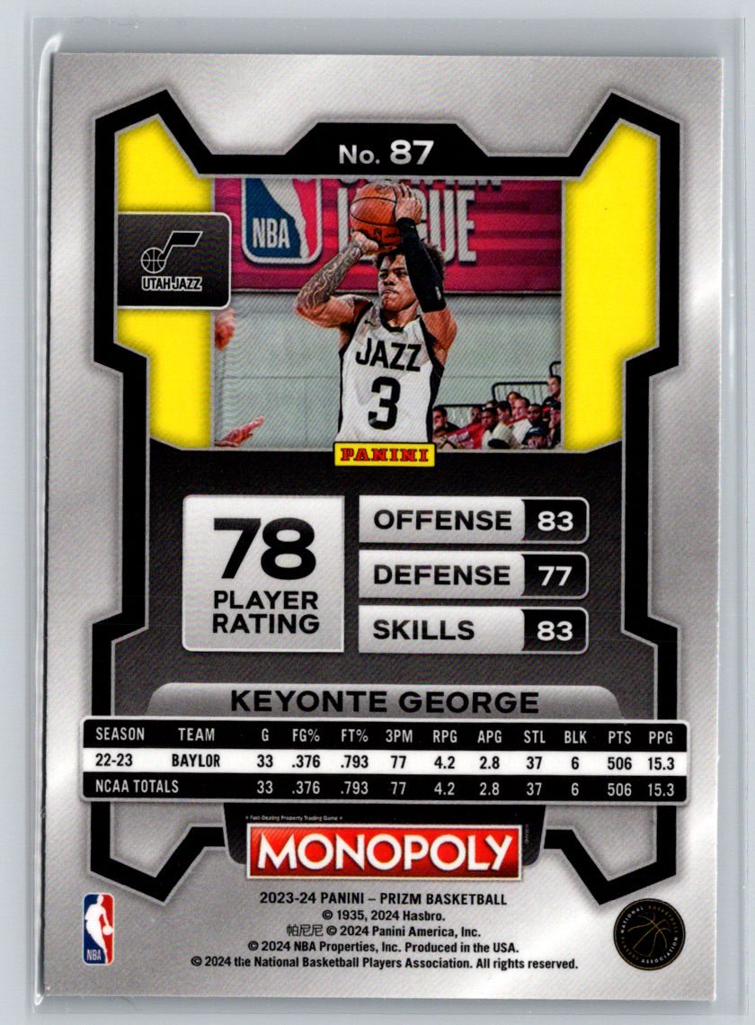 2023-24 Panini Prizm Monopoly #87 Keyonte George J70