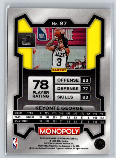 2023-24 Panini Prizm Monopoly #87 Keyonte George J70