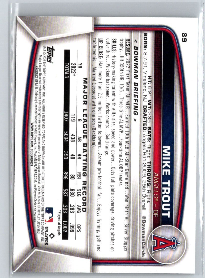 2023 Bowman #89 Mike Trout J70