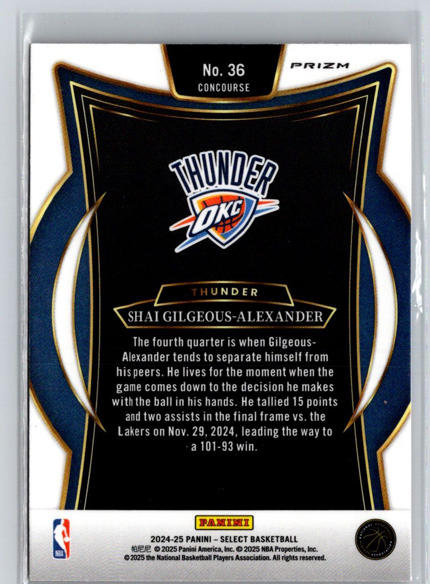 2024-25 Panini Select #36 Shai Gilgeous-Alexander Orange Tectonic Prizm K01