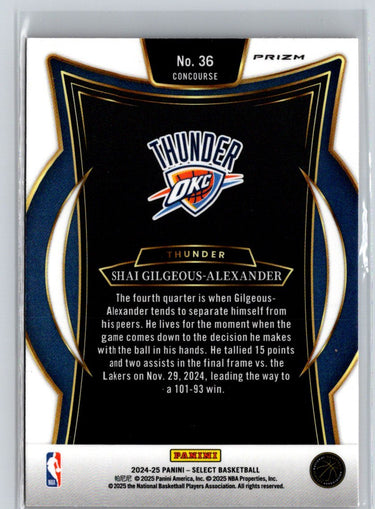 2024-25 Panini Select #36 Shai Gilgeous-Alexander Orange Tectonic Prizm K01