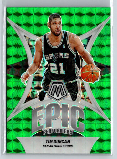 2023-24 Panini Mosaic #19 Tim Duncan Epic Performers Mosaic Green K02