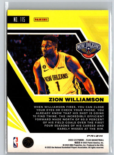 2022-23 Panini Flux #115 Zion Williamson Red Cracked Ice K02