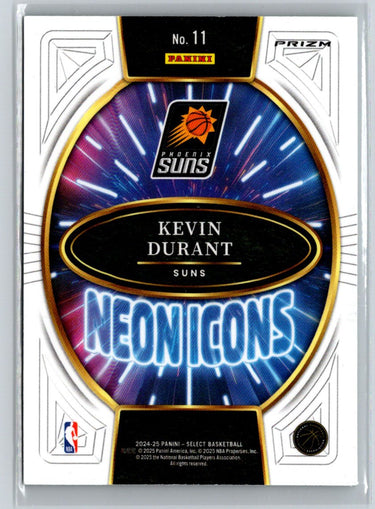 2024-25 Panini Select #11 Kevin Durant Neon Icons Green Prizms K03