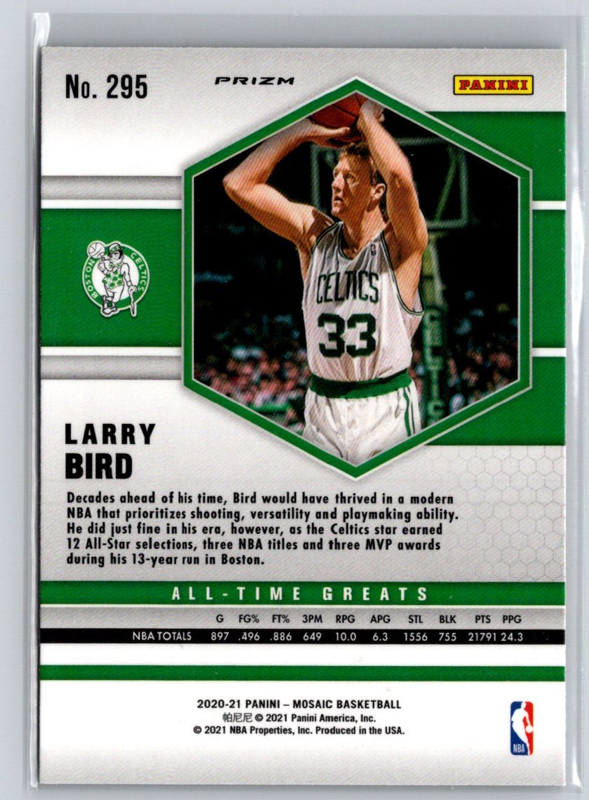 2020-21 Panini Mosaic #295 Larry Bird Mosaic Reactive Orange K03