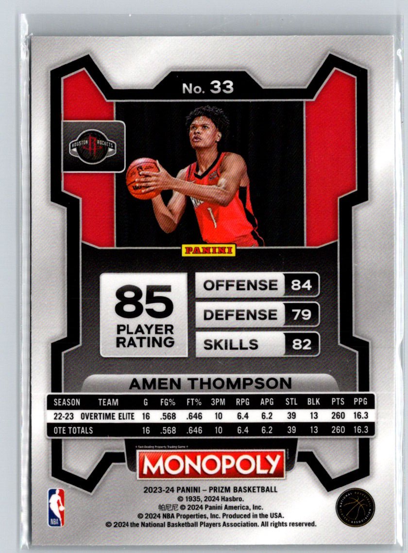 2023-24 Panini Prizm Monopoly #33 Amen Thompson K04