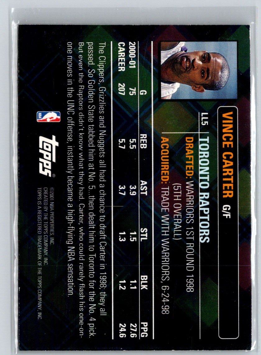 2001-02 Topps #LL5 Vince Carter Lottery Legends K04