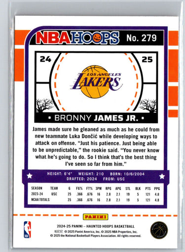 2024-25 Hoops Haunted Hoops #279 Bronny James Jr. Orange K06