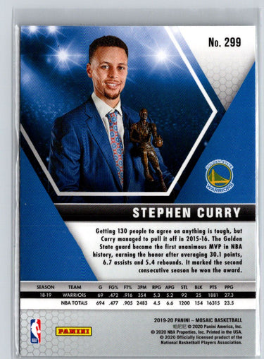 2019-20 Panini Mosaic #299 Stephen Curry K06