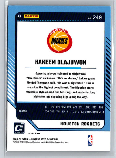 2024-25 Donruss Optic #249 Hakeem Olajuwon Purple K07