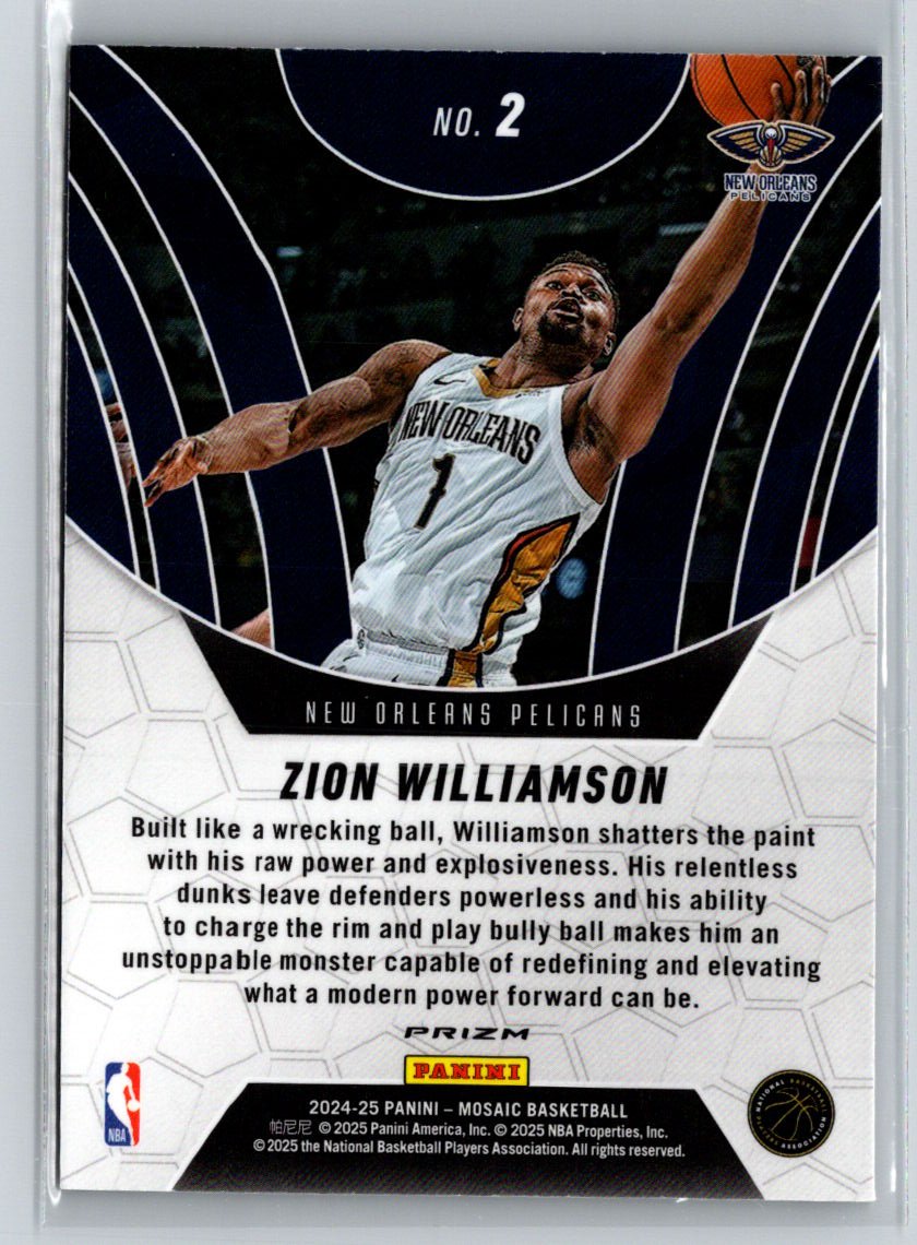 2024-25 Panini Mosaic #2 Zion Williamson Elevate Mosaic Green K08
