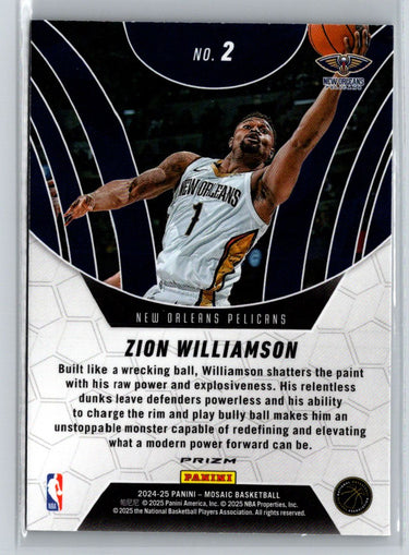 2024-25 Panini Mosaic #2 Zion Williamson Elevate Mosaic Green K08