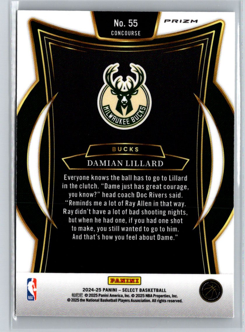 2024-25 Panini Select #55 Damian Lillard Silver Prizm K08