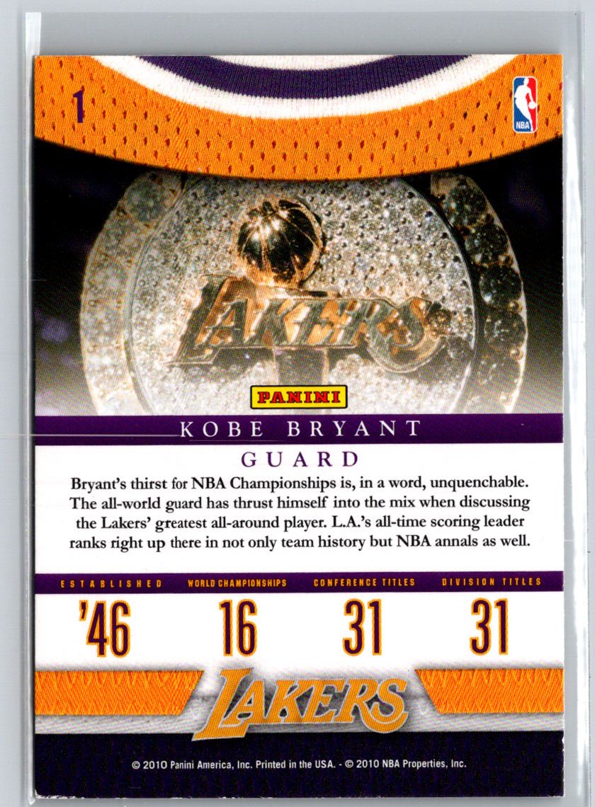 2009-10 Panini Season Update #1 Kobe Bryant Lakers Legacy K08