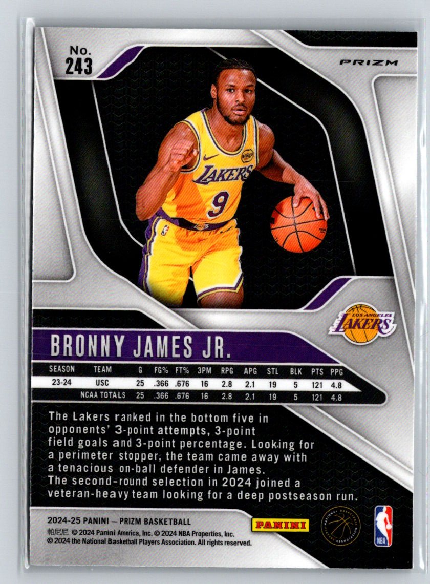 2024-25 Panini Prizm #243 Bronny James Jr. Prizms Silver K09