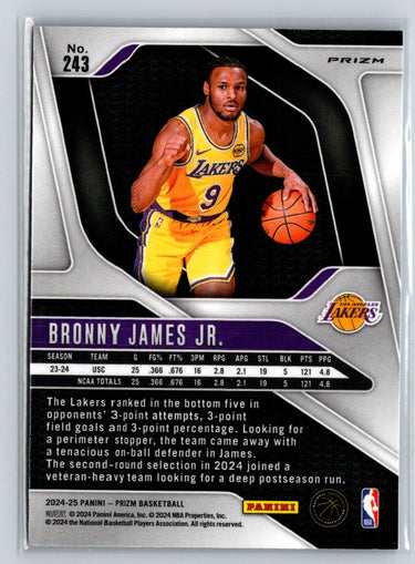 2024-25 Panini Prizm #243 Bronny James Jr. Prizms Silver K09