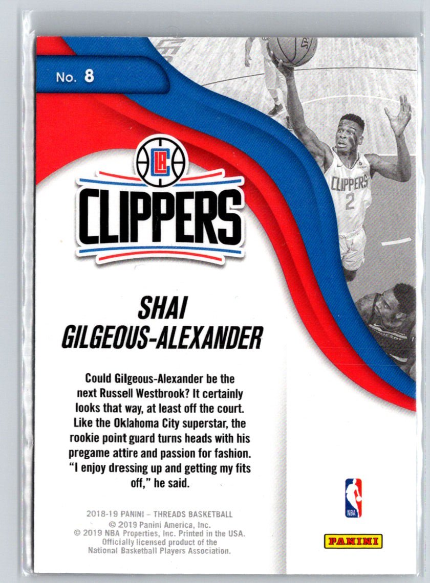 2018-19 Panini Threads #8 Shai Gilgeous-Alexander Next Wave K10