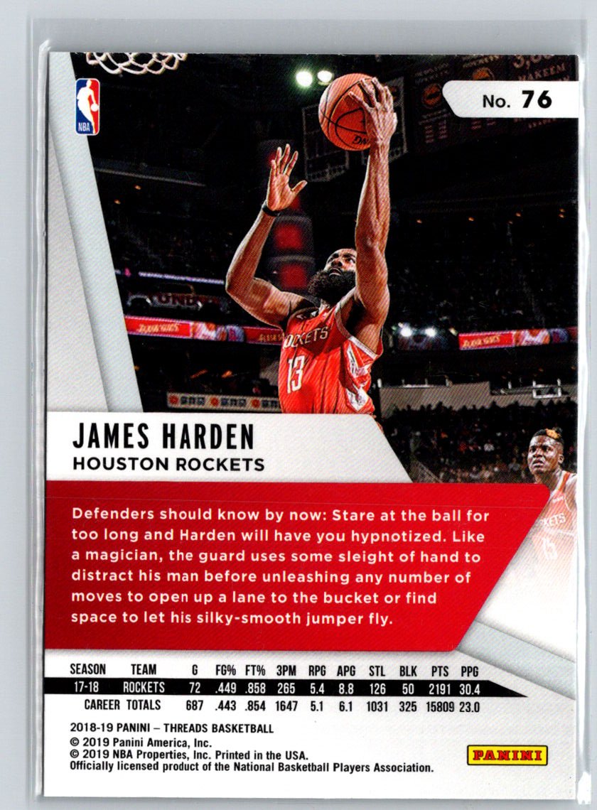 2018-19 Panini Threads #76 James Harden Dazzle K10