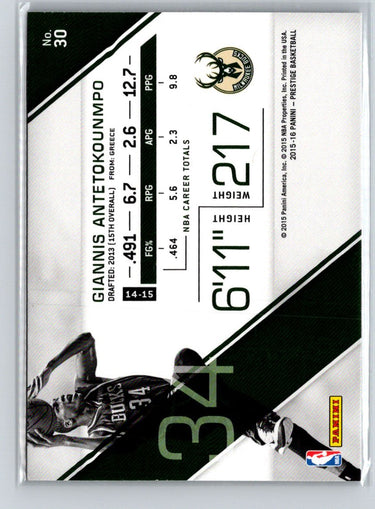 2015-16 Panini Prestige #30 Giannis Antetokounmpo K10