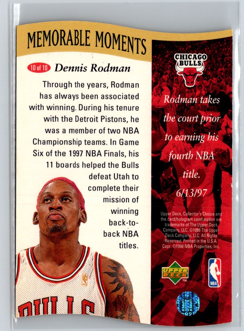 1997-98 Collector's Choice #10 Dennis Rodman Memorable Moments K11