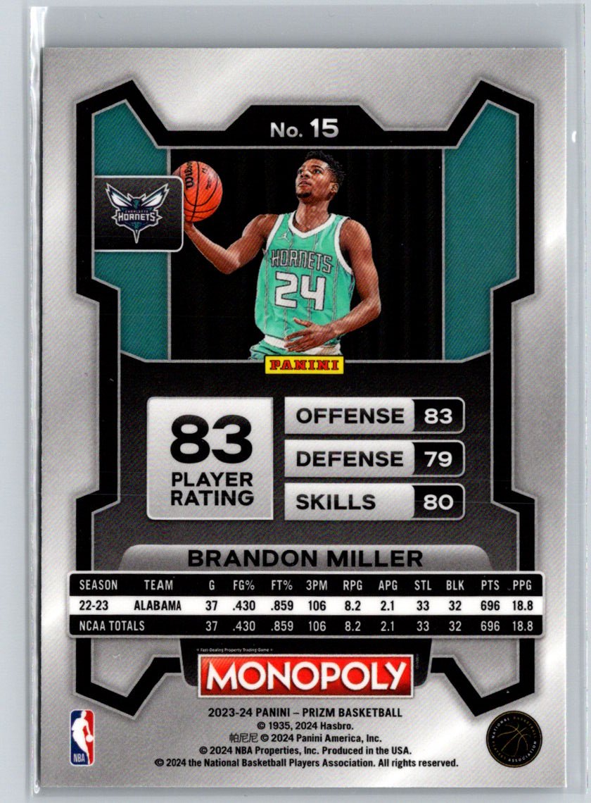 2023-24 Panini Prizm Monopoly #15 Brandon Miller K11