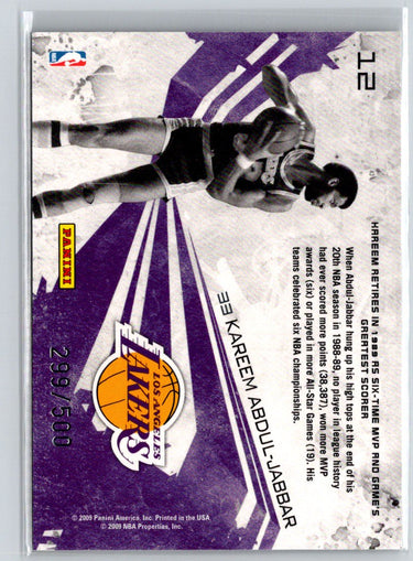 2009-10 Panini Rookies Stars #12 Kareem Abdul-Jabbar Moments Gold #/500 K12