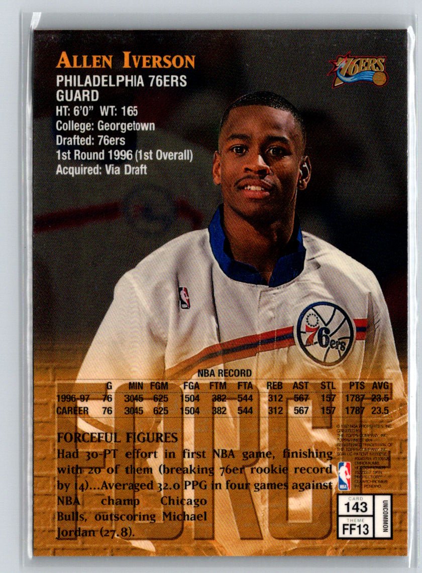1997-98 Finest #143 Allen Iverson Embossed K12