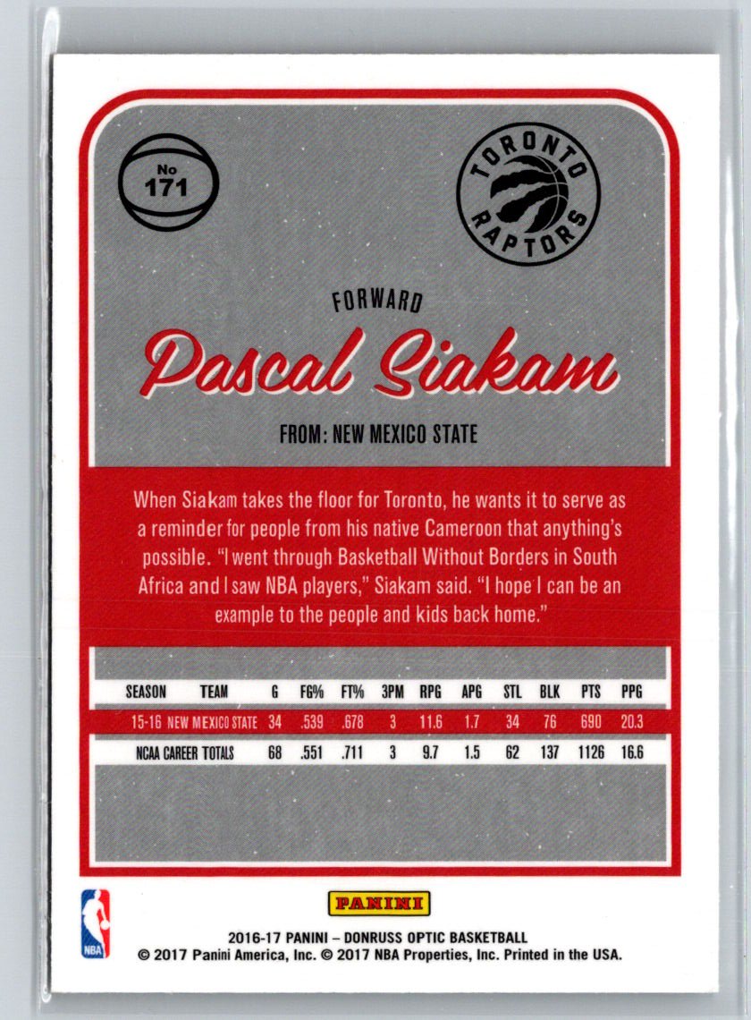 2016-17 Donruss Optic #171 Pascal Siakam K15