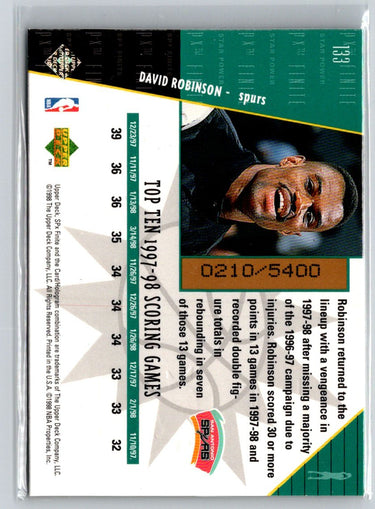 1998-99 SPx Finite #133 David Robinson #/5400 K15