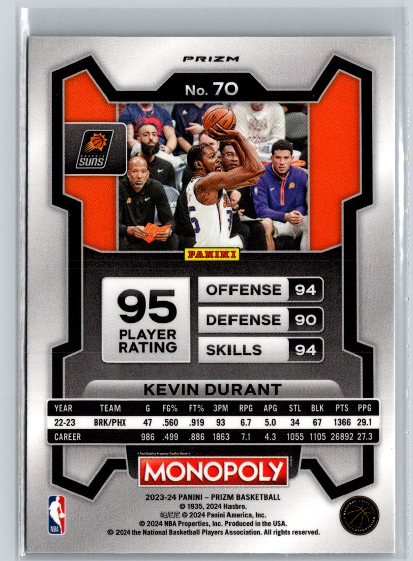 2023-24 Panini Prizm Monopoly #70 Kevin Durant Purple K16