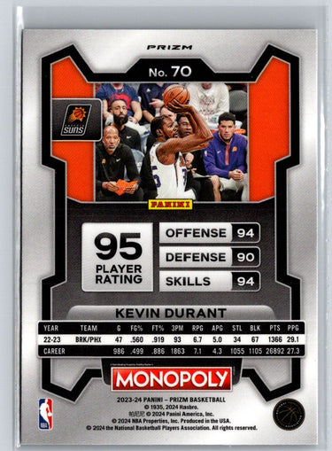 2023-24 Panini Prizm Monopoly #70 Kevin Durant Purple K16