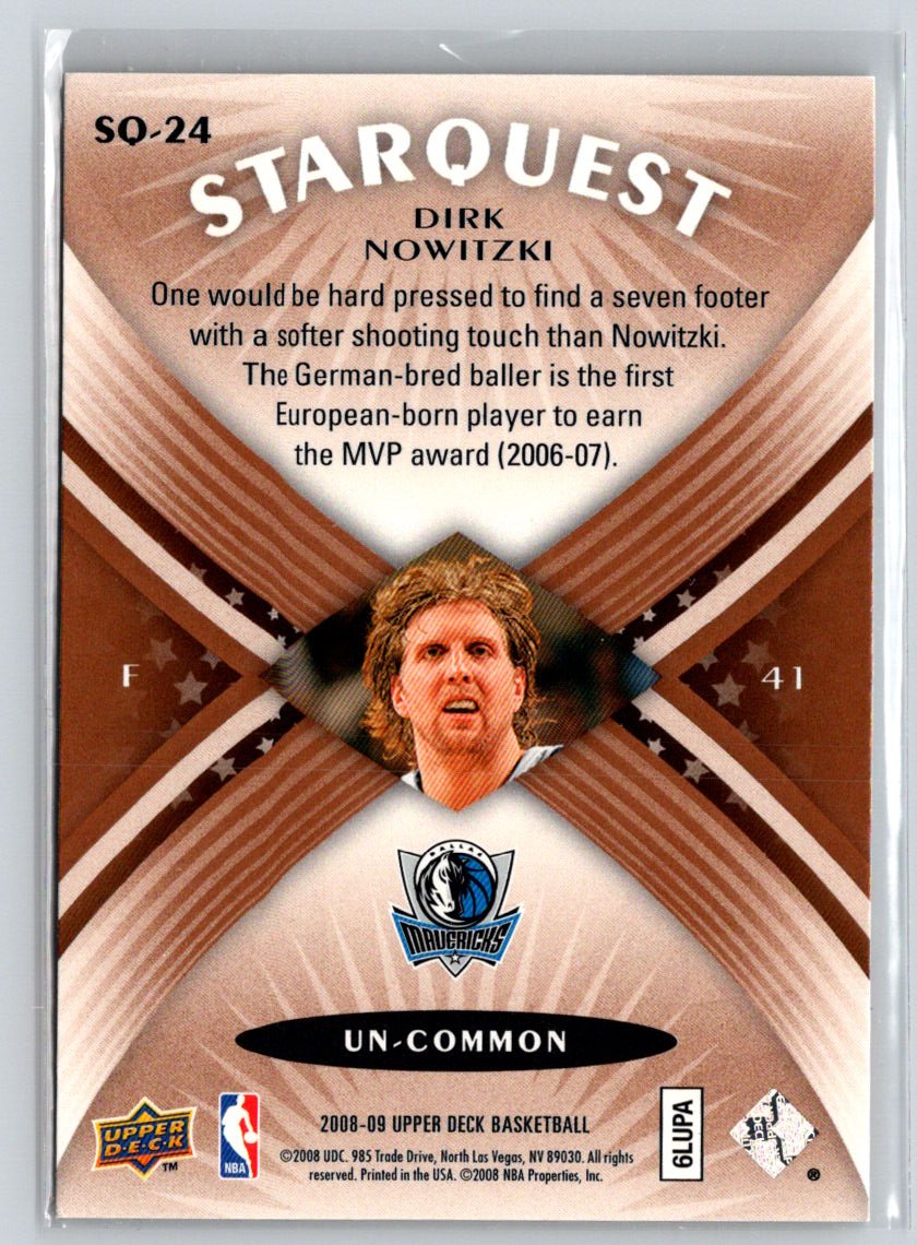 2008-09 Upper Deck #SQ-24 Dirk Nowitzki StarQuest Un-Common K17