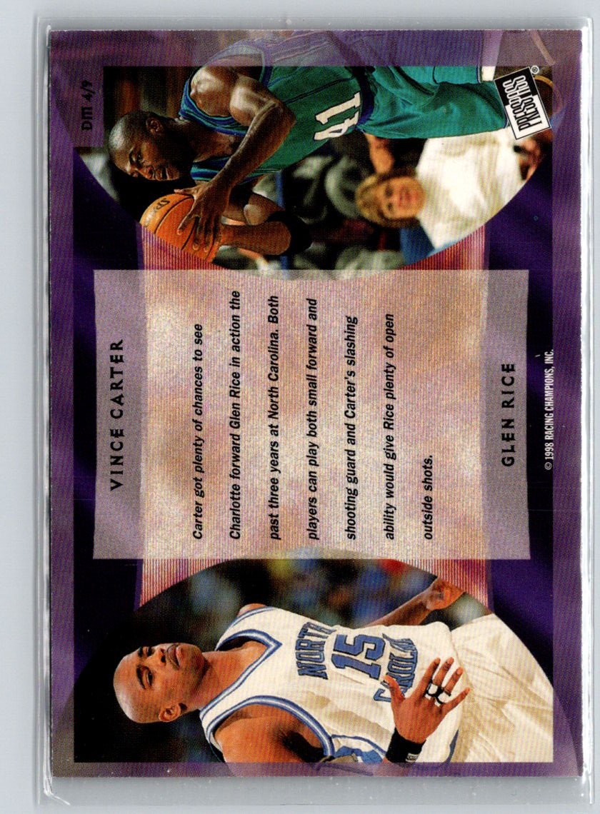 1998 Press Pass Double Threat #DM4 Vince Carter / Glen Rice Dreammates K17