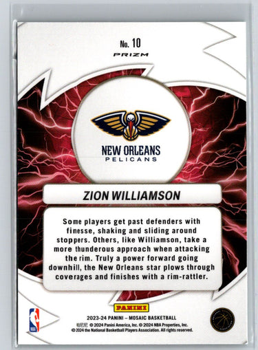 2020-21 Panini Mosaic #10 Zion Williamson Stare Masters Mosaic K18