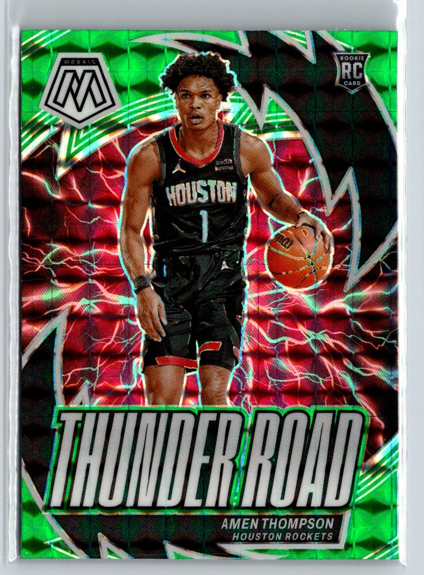 2023-24 Panini Mosaic #12 Amen Thompson Thunder Road Mosaic Green K19