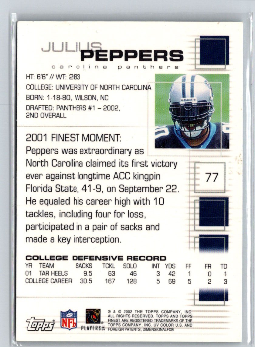 2002 Finest #77 Julius Peppers K20