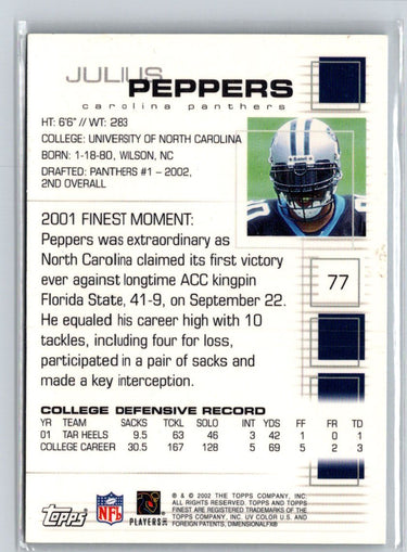 2002 Finest #77 Julius Peppers K20